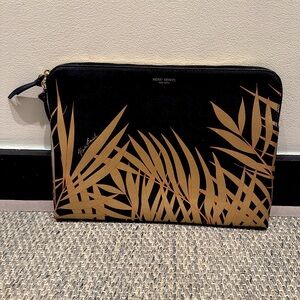 Henri Bendel Black and Gold Laptop Leaf Case 14 (w) x 9.8 Inches Wide